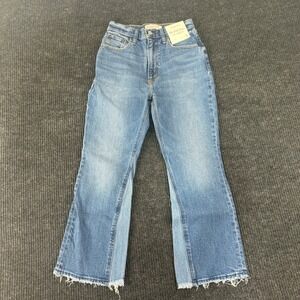 Abercrombie & Fitch The Kick Flare Ultra High Rise Two Tone Jeans 25 0s NWT